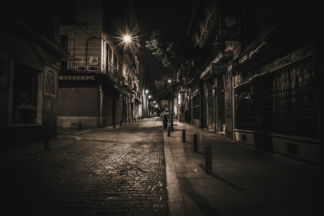 shadowy alley at night