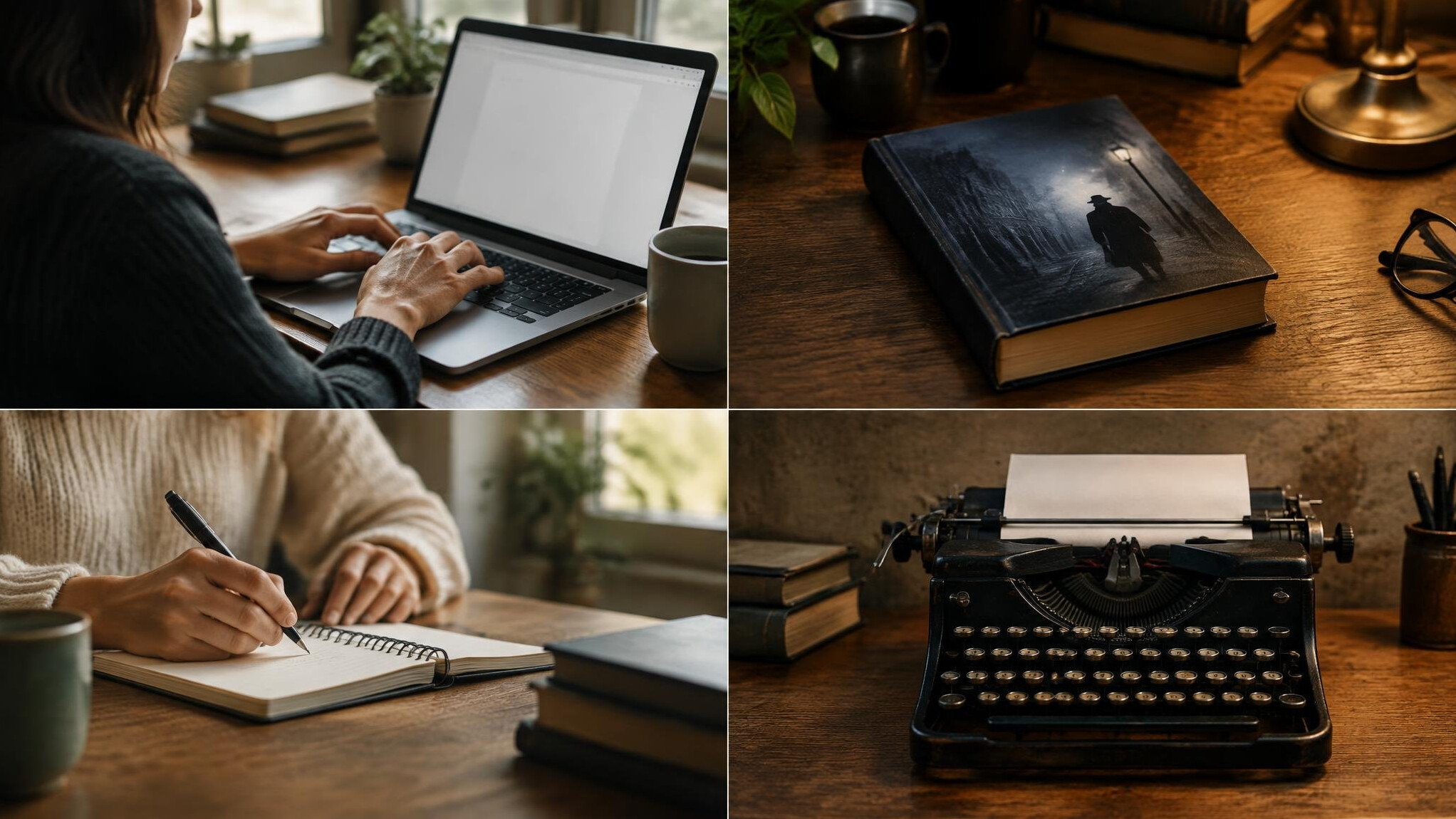 writer typing on laptop