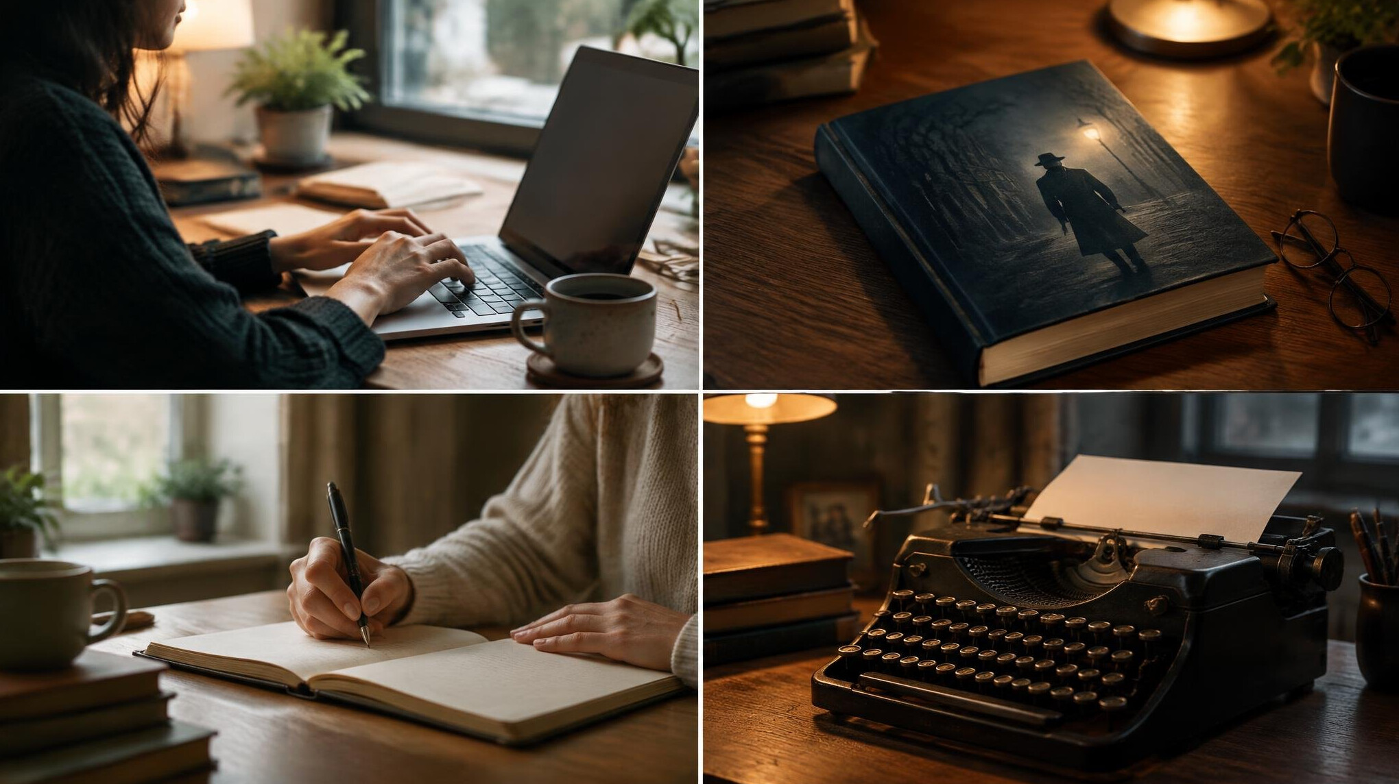 writer typing on laptop